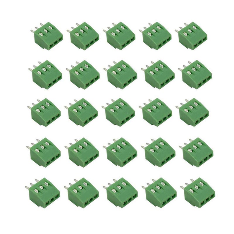 bnafes 3-Pin 2.54mm Pitch 150V 6A PCB Mount Screw Terminal Block Connector - (25 Pcs) - Image 1